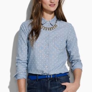 J Crew “Boy” Chambray Button Up Shirt in "Dots"